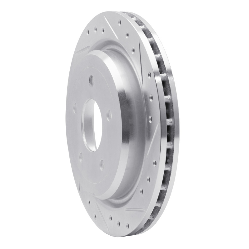 Cadillac XLR Brake Rotor (1) - Rear Right - R1 Concepts - Drilled & Slotted - Silver - `97-`13